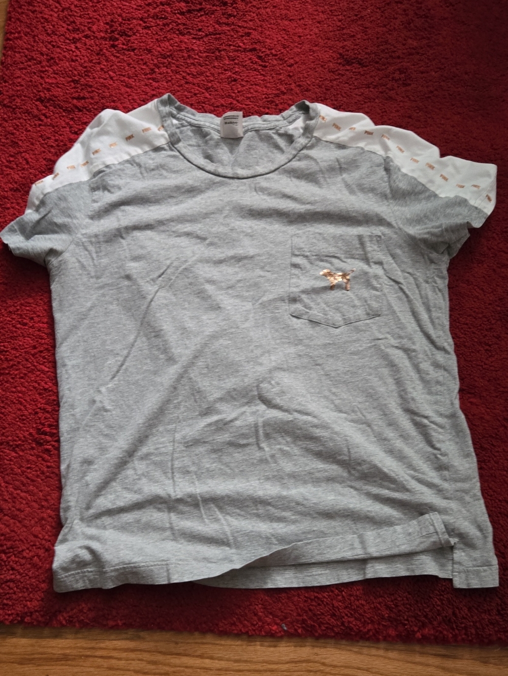 Womans Gray Tee with Rose Gold Accent - Pocket Front